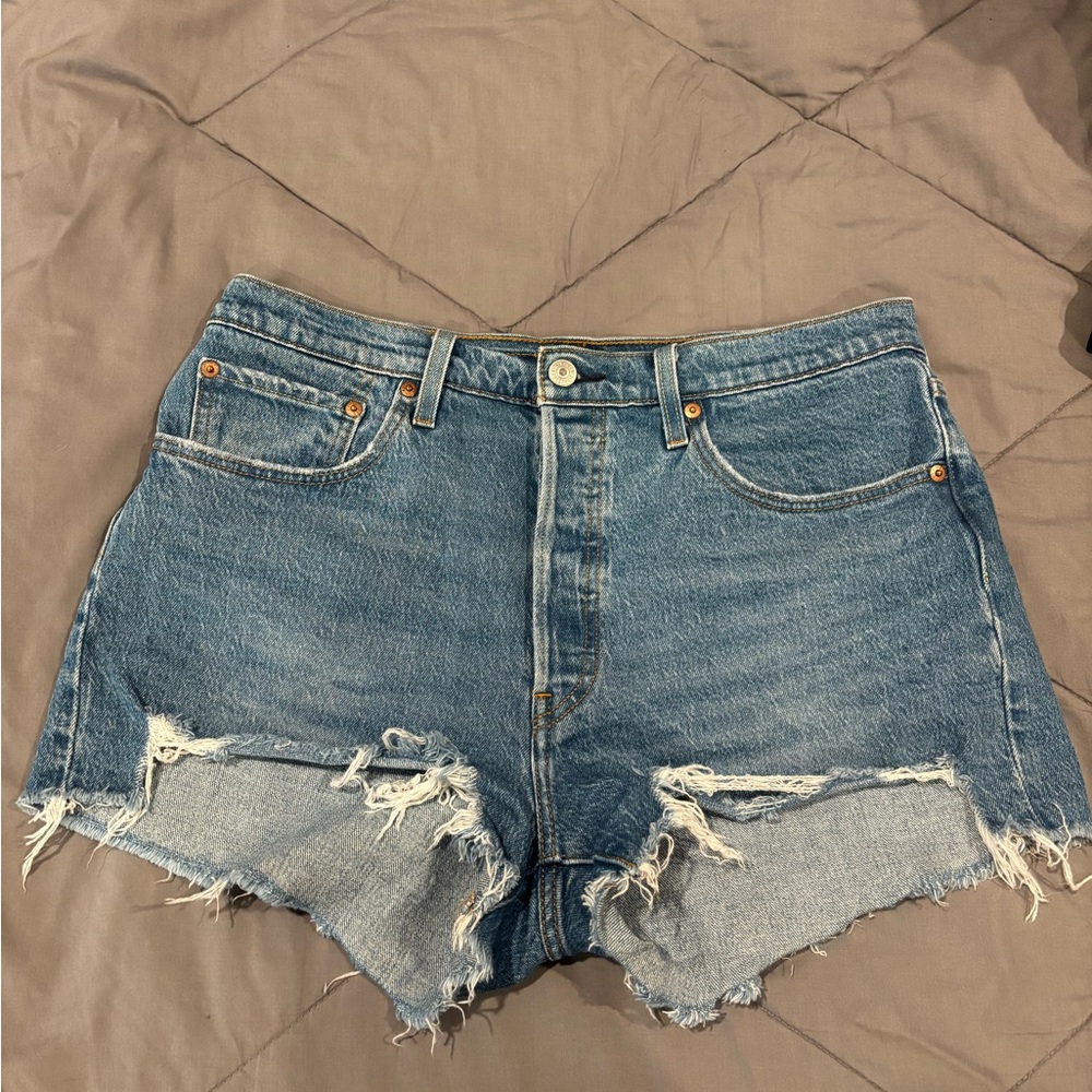 Levi’s  501 Blue Distressed Jean Shorts